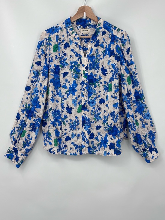 Zadig & Voltaire Tops - Zadig & Voltaire Twina crepe garden flowers Floral Button-Front Blouse Sz Med